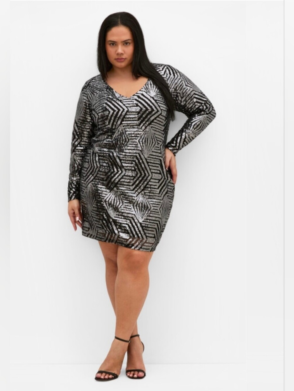 City Chic NWT Bright Lights Sequin Dress - Gunmetal, Size 22
